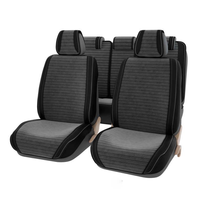 Накидки на сидения Plus Premium 2DBliss (на весь салон) Черно-Серый,строчка Серая,кант Серый  BLISS